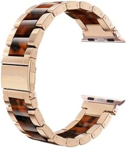 Wearlizer Tortoise Compatible with Apple Watch Band 38mm 40mm 41mm for iWatch SE Womens Mens Replacement Stainless Steel Strap Fashion Resin Wristband Bracelet Series SE 8 7 6 5 4 3 2 1-Rose Gold