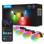 Govee Outdoor String Lights, RGBIC 96ft Christmas Lights Work with Alexa, Wi-Fi, and Bluetooth Control, IP65 Waterproof, 40 Scene Modes, 30 Dimmable Warm White LED Bulbs for Garden, Backyard, Balcony