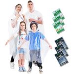 SWOGAA Disposable Rain Ponchos for Kids and Adults (Family 6 Pack) -50% Extra Thicker Men or Women Waterproof Emergency Rain Ponchos with Hood - Clear