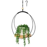 BELLE VOUS Macrame Plant Hanger with Wooden Base - H107cm/42 Inches - Indoor/Outdoor Flower Pot & Planter Basket Holder - Boho Decoration for Wall, Window and Home - Hanging Hook Included