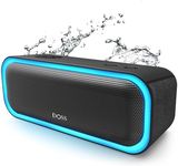 DOSS SoundBox Pro Bluetooth Speaker with 20W Stereo Sound, Active Extra Bass, IPX6 Waterproof, Bluetooth 5.0, TWS Pairing, Multi-Colors Lights, 20H Playtime, Portable Speaker for Beach, Outdoor-Black