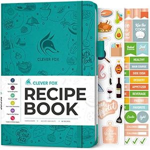 Clever Fox Journal de recettes - Créez votre propre journal de recettes et organisez votre carnet de recettes vierge - journal de cuisine vide - couverture rigide A5-60 recettes - Turquoise