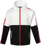 YUBIKWETE Lightweight Windproof Windbreaker Jackets Full Zipper Hoodie Jacket Running Cycling Coat for Men and Women, H-whiteblack