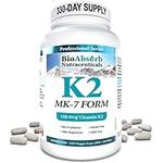 Vitamin K2 MK-7 100 mcg. 330-Day Supply of K2 Vitamin Supplement (330 Veggie Vitamin K Capsules, MK7 Form)