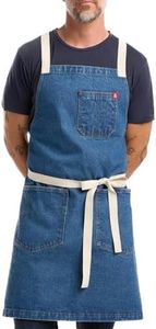 hedley & bennett Crossback Apron - Crossback Chef Apron with Pockets - 100% Cotton Denim, 8oz - Georgia Blue