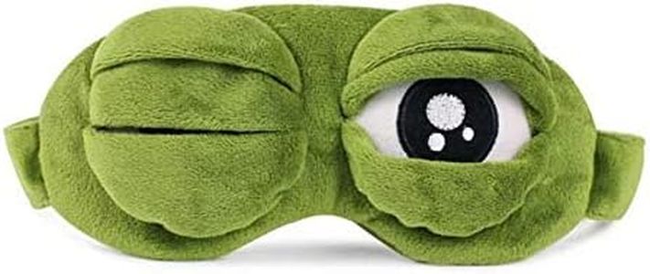 Shinywear Cute Rabbit Sleeping Eye Mask Plush Blindfold Travel Sleep Masks Super Soft Funny Eye Cover for Kids Girls and Adult (Green Frog)