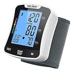 Sejoy Blood Pressure Machine Wrist, Blood Pressure Cuff Monitors, Bp Monitor Bp Cuff Automatic Wrist LCD Backlit Display, 120 Memories 5.3"-8.5" Adjustable Cuff, Voice Broadcast Storage Bag Batteries