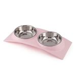 Emily Pets Double Dog Cat Bowls Premium Stainless Steel Pet Bowls No-Spill Resin Station, Food Water Feeder Cats Small Dogs.