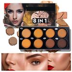 Beteligir 8 Color Powder Contour Palette, Matte Contouring Makeup Kit, Cosmetics Contour and Highlighting Powder Foundation Palette, Contour & Bronzer, Light to Medium, Vegan & Cruelty-Free (01)