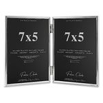 Silver Plated Photo Frame Double Book Style Picture Frame Plain Satin Finish and Tarnish Protected for Wedding Picture or Family Photo (7x5)