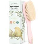 Baby Hair Brush - Baby Brush with Soft Goat Bristles - Cradle Cap Brush - Perfect Scalp Grooming Product for Infant, Toddler, Kids (Blush, Oval)