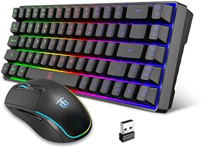 Snpurdiri 60% Wireless Gaming Keyboard and Mouse Combo,LED Backlit Rechargeable 2000mAh Battery,Small Membrane But Mechanical Feel Keyboard + Popular RGB Mice for Gaming,Business Office