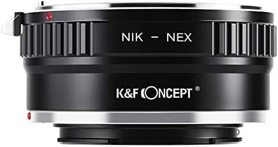 K&F Concept Adaptador de Objetivo Manual NIK-NEX, Compatible con Objetivos Lentes Nikon NIK y Cámara Sony E-Mount Sony Alpha NEX-7 NEX-6 NEX-5N NEX-5,etc (NO SE ENFOCA AUTOMÁTICAMENTE)