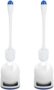 CELOX Toilet Bowl Brush and Holder, Compact Toilet Brush with Breathable Ventilation Stand Base, Bathroom Cleaning Kit, White, 2 Set