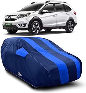 DREAM STORE - Water Resistant - dust Proof - car Body Cover for Honda BR-V car Cover - Water Resistant UV Proof - car Body Cover (Strips Royal Blue with Mirror Pockets)