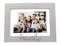 Grey Woodgrain Effect Family Picture Frame with Silver Letters - 6x4" with White Matt or 7x5" by Happy Homewares