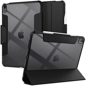 SPIGEN Ultra Hybrid Pro Case for iPad Air 11 M2 2024, iPad Air 5th 10.9, iPad Air 4th 10.9 Case with Apple Pencil Holder, Air Cushion Protective Technology, Hard Transparent Back Clear Cover - Black