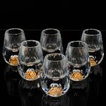 SIYOUKI Crystal Shot Glasses 0.5oz Set,Decorated With 24K Gold Leaf Flakes,Lead-Free,Handmade Set Suitable For MaoTai,Spirits,Drinks Tastin,Gift-Box Packaging (Diamond-6PCS)