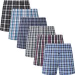 JupiterSecret Mens Boxers Underwear Cotton Woven Boxers for Men, Mens Boxers Shorts Multipack with Button Fly S-6XL