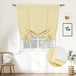 DriftAway Double Layer Linen Blackout Tie Up Curtains Thermal Insulated Fully Lined Balloon Roman Shade Bathroom Window Adjustable Rod Pocket for Small Window 31 Inch by 47 Inch Yellow