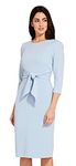 Adrianna Papell Women's Bow Sheath Dress with Three Quarter Sleeves, Blue Mist, 8