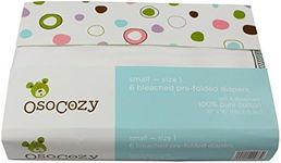 OsoCozy Prefolds Bleached Cloth Baby Diapers, Size 1 (7-15 lbs), Soft, Absorbent and Durable 100% Natural Cotton, Our Top Selling Diaper Service Quality Prefolds - (6 Pack)