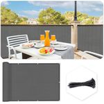 SUNLAX 3'x10' Dark Grey Balcony Privacy Screen Fence Windscreen Cover Fabric Shade Mesh Cloth with Grommets UV Protection for Patio, Backyard, Porch, Railing Shield 90%