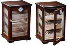 Prestige Import Group Milano Countertop Display Cigar Humidor with 4 Glass Sides & Angled Trays - Up to 125 Cigar Capacity - Finish: Dark Mahogony