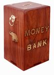 SHAPAR GOODS Big Size Money Bank With Lock/Sheesham Wood/Size Large/Size: 20X12.5X12 Centimeters,Classic,Brown