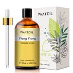 PHATOIL Ylang Ylang Essential Oil, Pure Essential Oils for Aromatherapy Diffuser, 3.38FL.OZ Large Volume Ylang Ylang Oil with Glass Dropper