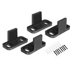 2 Pairs Barn Door Guides Plastic Adjustable Sliding Barn Door Floor Guide with 8 Screws Door Hardware - Black