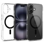 CASEOLOGY by Spigen Capella Mag for iPhone 16 Case [Ultra Clear] Magnetic Military Grade Drop Protection Side Grip Patterns Back Cover Case for iPhone 16 (TPU and PC | Clear Black)