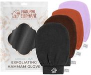 Natural Elephant Exfoliating Hammam Glove - Face and Body Exfoliator Mitt (Black, Brown, Orange, and Lilac (Pack of 4))