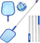 Pool Skimmer Net - 6.1FT/186cm Swimming Pool Leaves Cleaning Fine Mesh Rake Nets - 4 Detachable Intensify Aluminum Pole, Pond Leaf Cleaner Supplies for Aquarium/Fountain/Hot Tub/Spa Fish Tank/Ponds