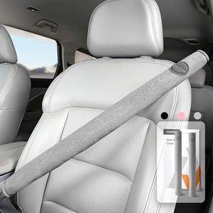 AMADAW 2025 Extra Long Seat Belt Cover Pad 2 Pack [No Neck Rubbing] [Protect Your Clothes] Premium Soft Suede for Ultimate Comfort Experience, Car Interior Accessories for All Vehicles, 19in Gray