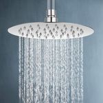 ACA International 8" Rain Shower Head Round Swivel Overhead Shower Head 304 Stainless Steel Ultra-Thin Shower Head WELS (Chrome)