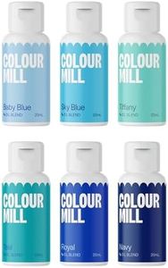 Colour Mill Oil-Based Food Coloring, 20 Milliliters Each of 6 Colors: Baby Blue, Navy, Royal, Sky Blue, Teal and Tiffany