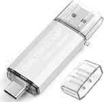 256GB USB 3.0 Type C Flash Drive Dual Port, BorlterClamp USB C Memory Stick OTG Thumb Drives for Android Smartphones Samsung Galaxy S10/S9/S8/Note 9, LG, Google Pixel, PC (Silver)