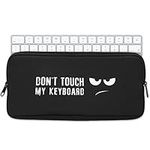 kwmobile Neoprene Pouch Compatible with Logitech K380 - Dust Cover with Zip - Don't touch my keyboard, White/Black