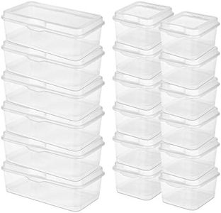 Sterilite 6-Pack Rectangular Large & 12-Pack Square Small FlipTop, Clear Plastic Storage Box with Hinged Lid - Stackable Multipurpose Organizer for Art and Craft Supplies, Accessories, Photos & CDs