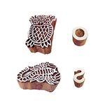 Ornate Print Stamps Decorative Owl Scorpio Pattern Wood Blocks (Set of 4)