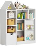 GarveeHome Toy and Book Organizer for Kids, Kids Toy Storage Organizer & Bookshelf, Multifunctional Storage Chest with 8 Storage Cubbies and Movable Drawers for Playroom, Kids Room, Living Room, White