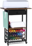 HIDODO Organization and Storage Craft Cart Compatible with Cricut Machines, Crafting Table Workstation with Wheels, Rolling Craft Organizer with Vinyl Roll Holder and Drawer, Black