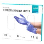 EUROPAPA 100x nitrile gloves purple box disposable gloves disposable gloves examination gloves nitrile gloves powder-free without latex non-sterile latex-free disposable gloves (M, Purple)