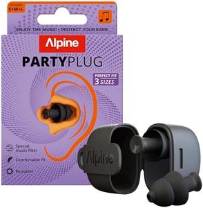 Alpine PartyPlug Bouchons d'Oreilles Concerts 19dB - Nouveau et Amélioré - Protection Auditive pour Festivals, Bouchons Réutilisables pour Musique & Raves, Son Haute Qualité - 3 Tailles (Noir)