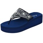 LowkeyrayWomens flip flops on vocation/beach Comfort Thong Style Flip Flops Sandals for Women in Summer, Blue, 8 UK