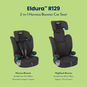Graco Eldura R129 Harness Booster Car Seat – Midnight Black
