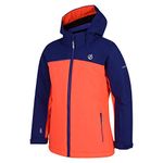 Dare 2b Legit Waterproof & Breathable Foldaway Hooded Ski & Snowboard Jacket With High Loft Insulation And Snowskirt Waterproof Insulated Jackets - Fiery Coral/Spectrum Blue, 14 Years