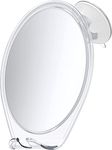 HONEYBULL Shower Mirror Fogless for Shaving - with Suction Cup for Shower & Swivel, Small Mirror, Shower Accessories, Bathroom Mirror, Bathroom Accessories (White)