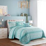 Home Soft Things Emma Quilts, Coverlet, Queen (90" x 90"), Teal Aqua